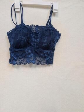 Blue Lace Bralette Crop Top Size L